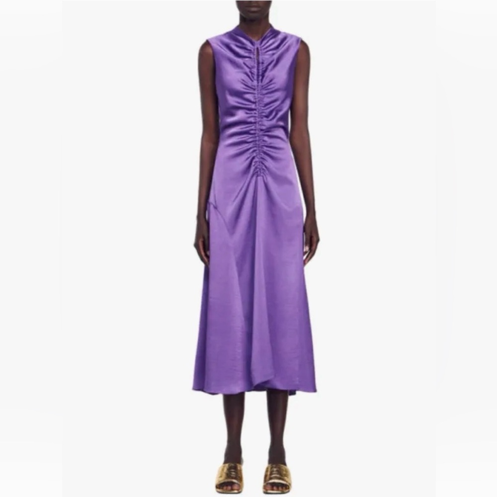SANDRO - Titanic Ruched Dress in Violet - Picture 2 of 7